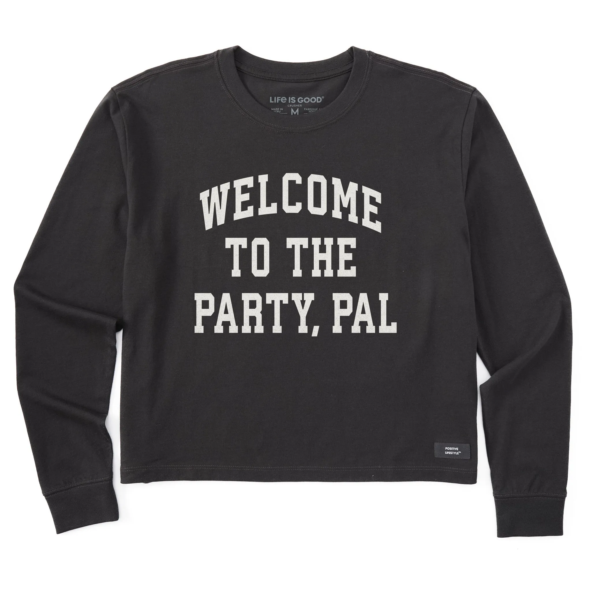 Women's Welcome to the Party Pal Arch Long Sleeve Crusher Boxy Tee sold by Life is Good