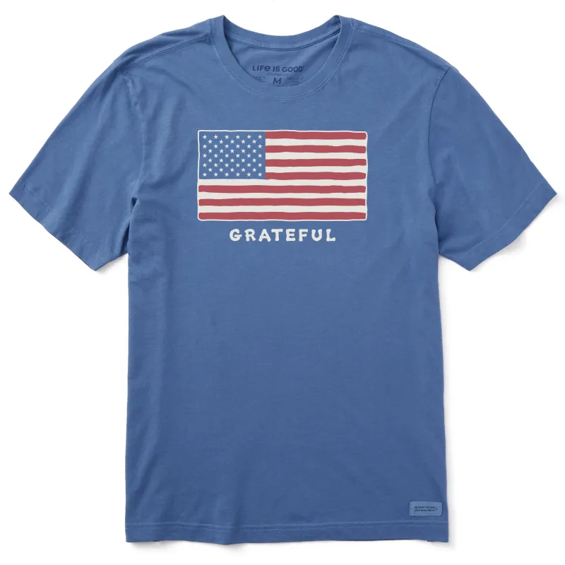 Men's Grateful USA Flag Short Sleeve Crusher Tee sold by Life is Good