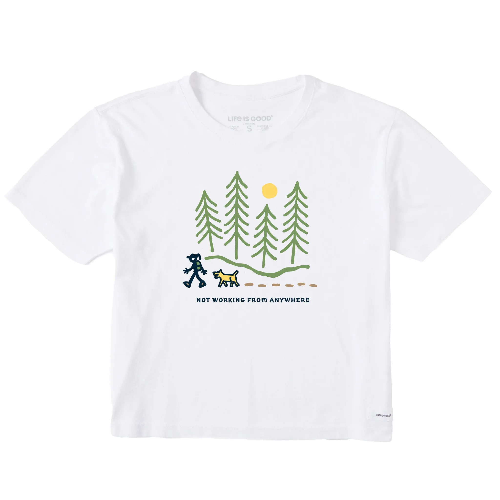 Women's Jackie Hiking Thru the Woods Not Working Short Sleeve Crusher Boxy Tee sold by Life is Good product image thumbnail 5