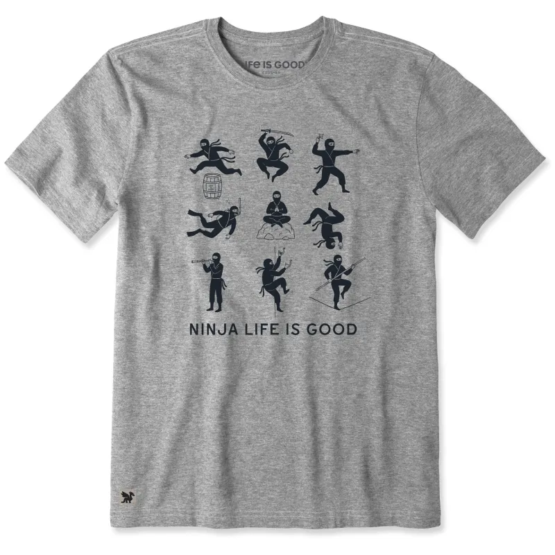 Men's Ninja Life is Good Short Sleeve Crusher Tee sold by Life is Good