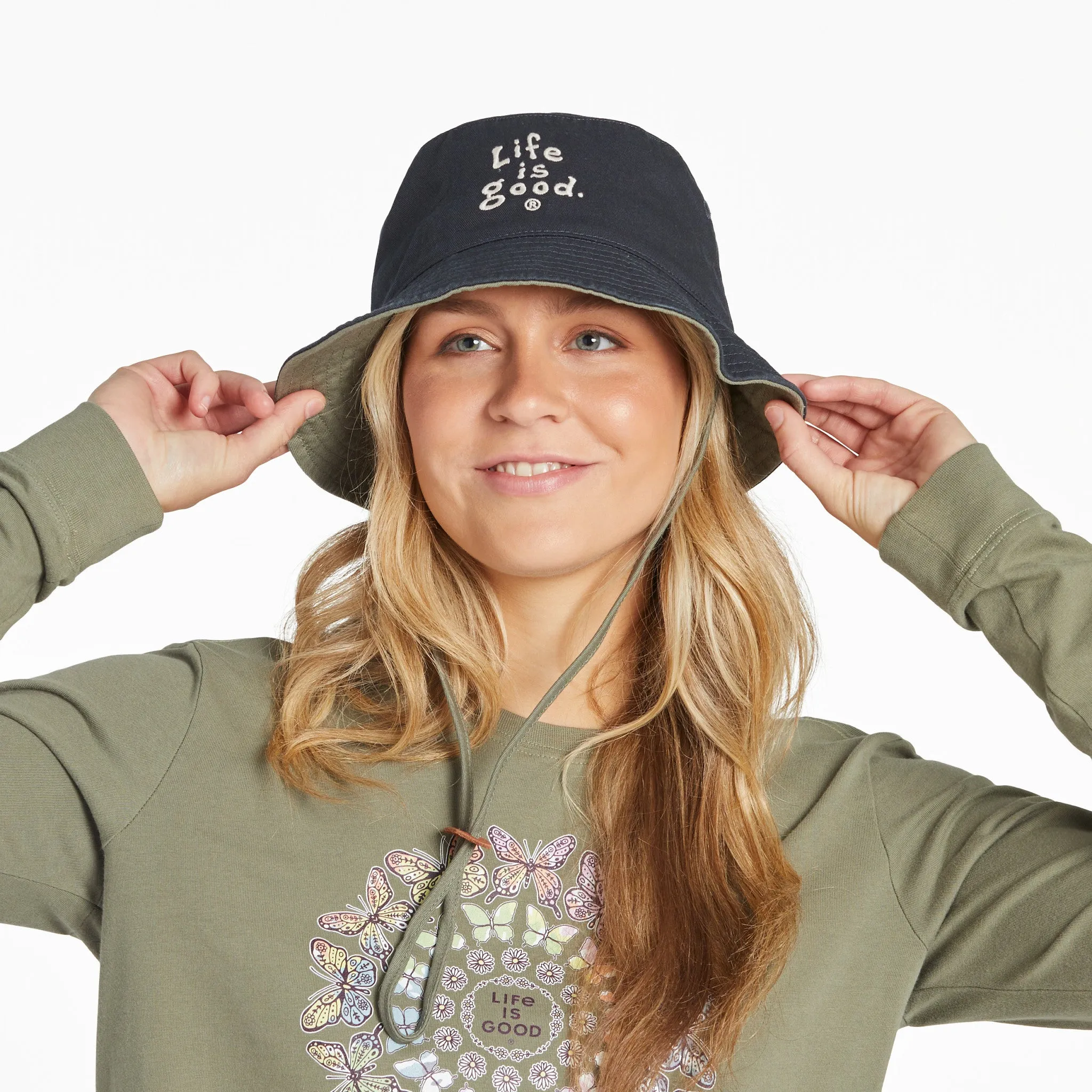 Adult Unisex LIG Vintage Wordmark Stacked Bucket Hat sold by Life is Good product image thumbnail 4