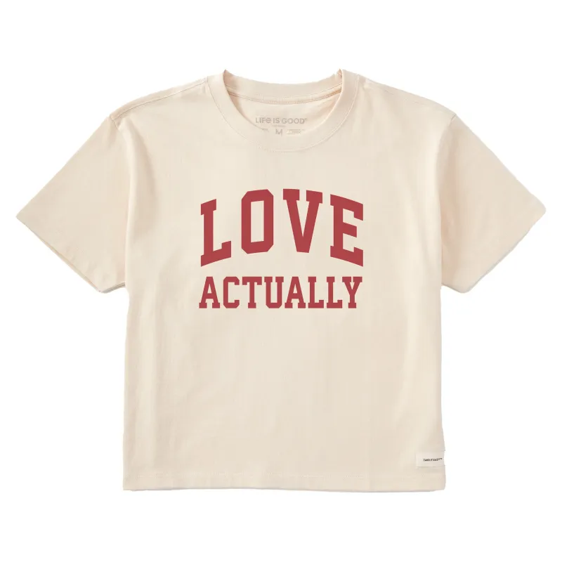 Women's Love Actually Arch Short Sleeve Crusher Boxy Tee sold by Life is Good