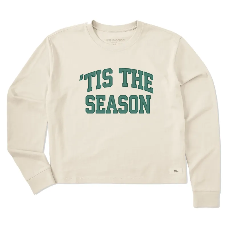 Women's Tis the Season Outline Arch Long Sleeve Crusher Boxy Tee sold by Life is Good
