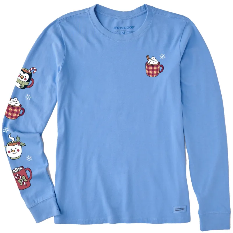Women's Christmas Mugs Sleeve Long Sleeve Crusher Tee sold by Life is Good