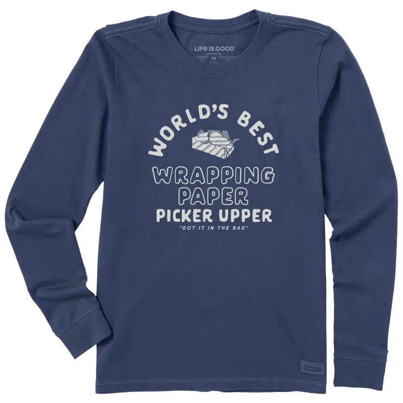Women's World's Best Wrapping Paper Picker Upper Long Sleeve Crusher Tee made by Life is Good