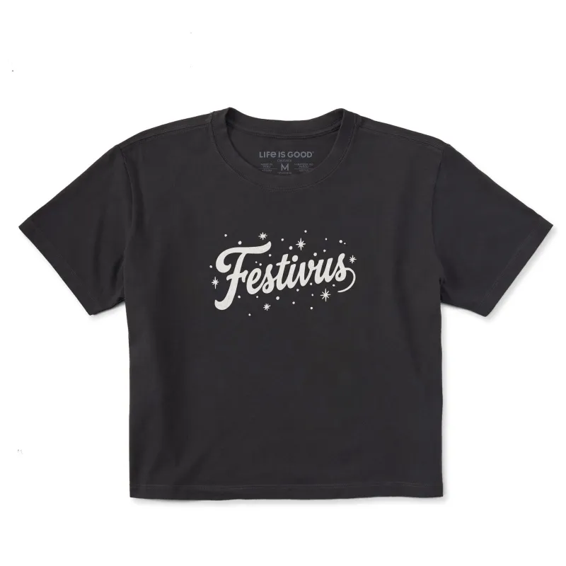 Women's Festivus Script Short Sleeve Crusher Boxy Tee sold by Life is Good