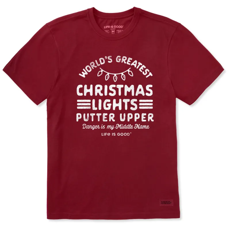 Men's Christmas Lights Putter Upper Short Sleeve Crusher Tee sold by Life is Good