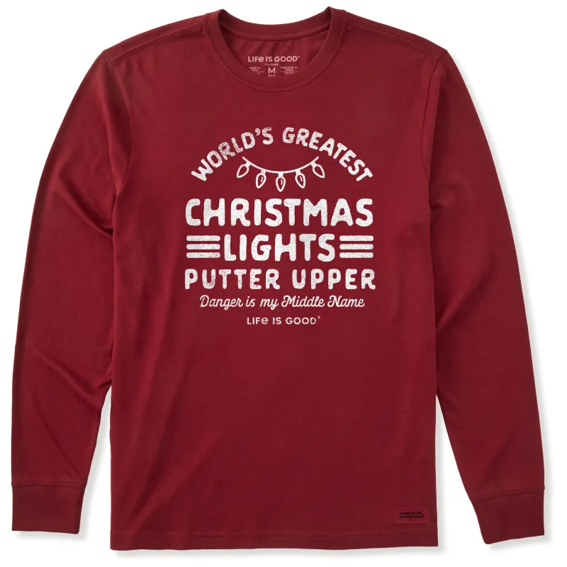 Men's Christmas Lights Putter Upper Long Sleeve Crusher Tee made by Life is Good