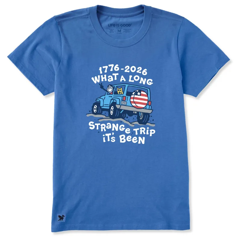 Women's What a Long Strange USA Trip Short Sleeve Crusher Tee sold by Life is Good