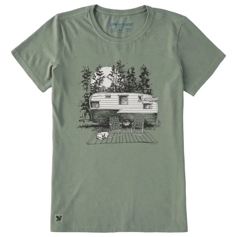 Women's Camper in the Woods Short Sleeve Crusher Tee sold by Life is Good
