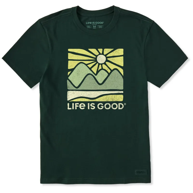 Men's A Sunset Mountain Short Sleeve Crusher Tee sold by Life is Good