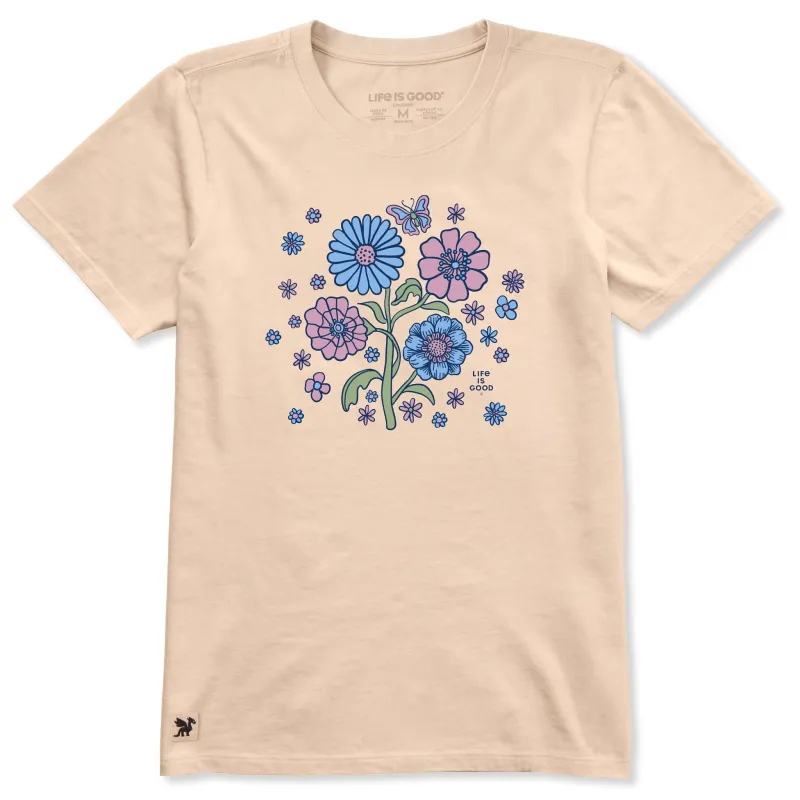 Women's A Butterfly Among Flowers Short Sleeve Crusher Tee sold by Life is Good