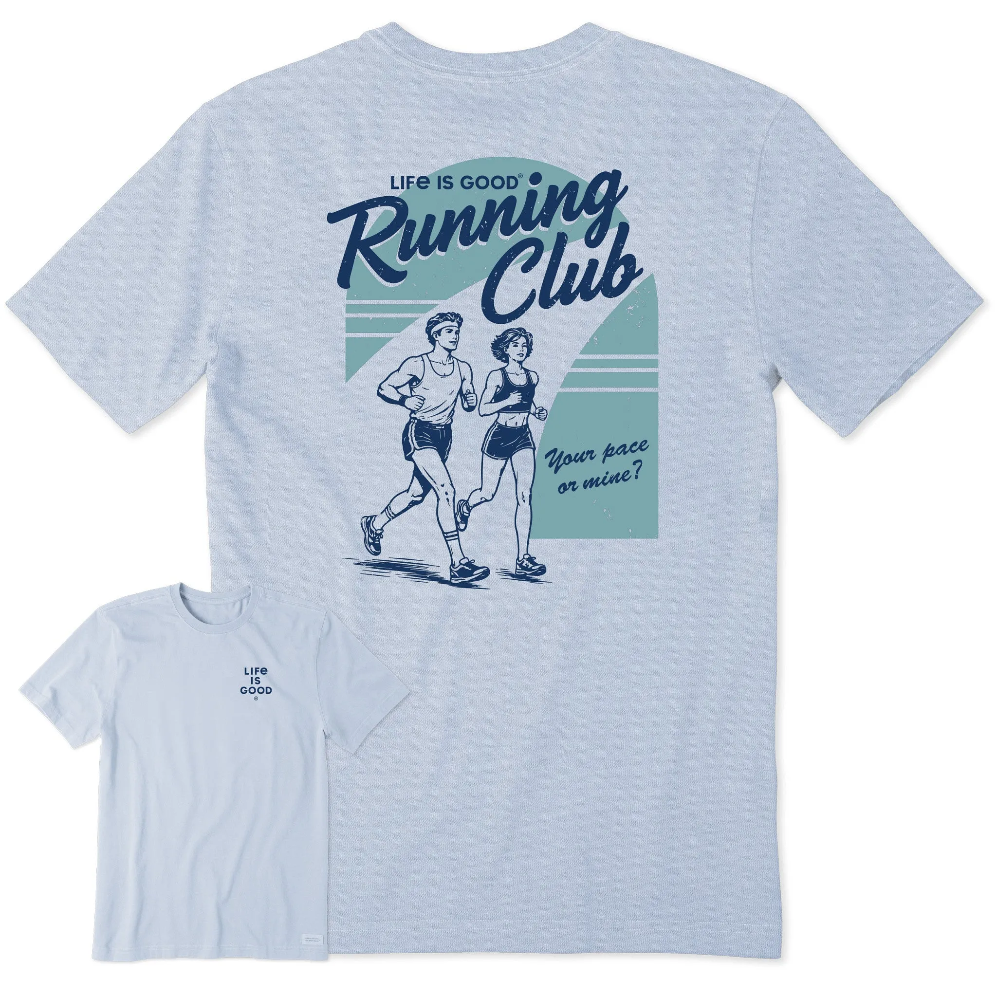 Men's Life is Good Running Club Short Sleeve Crusher Tee sold by Life is Good