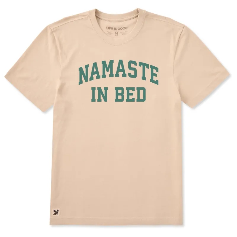 Men's Namaste in Bed Arch Short Sleeve Crusher Tee sold by Life is Good