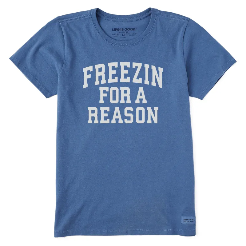 Women's Freezin for a Reason Arch Short Sleeve Crusher Tee sold by Life is Good