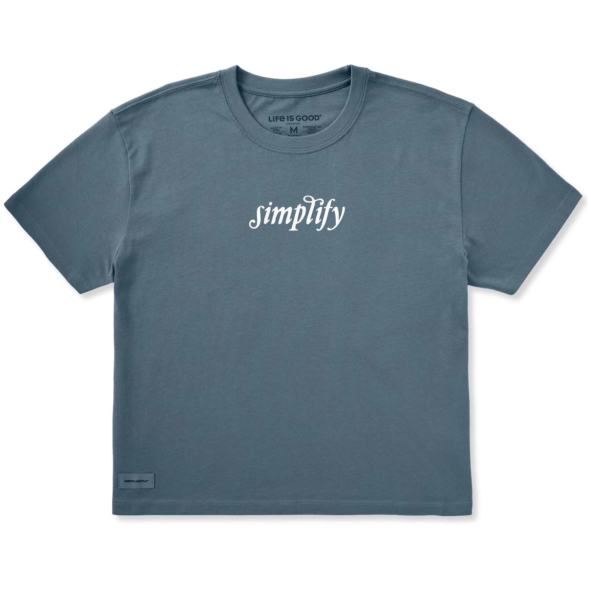 Women's Simplify Script Short Sleeve Crusher Boxy Tee sold by Life is Good