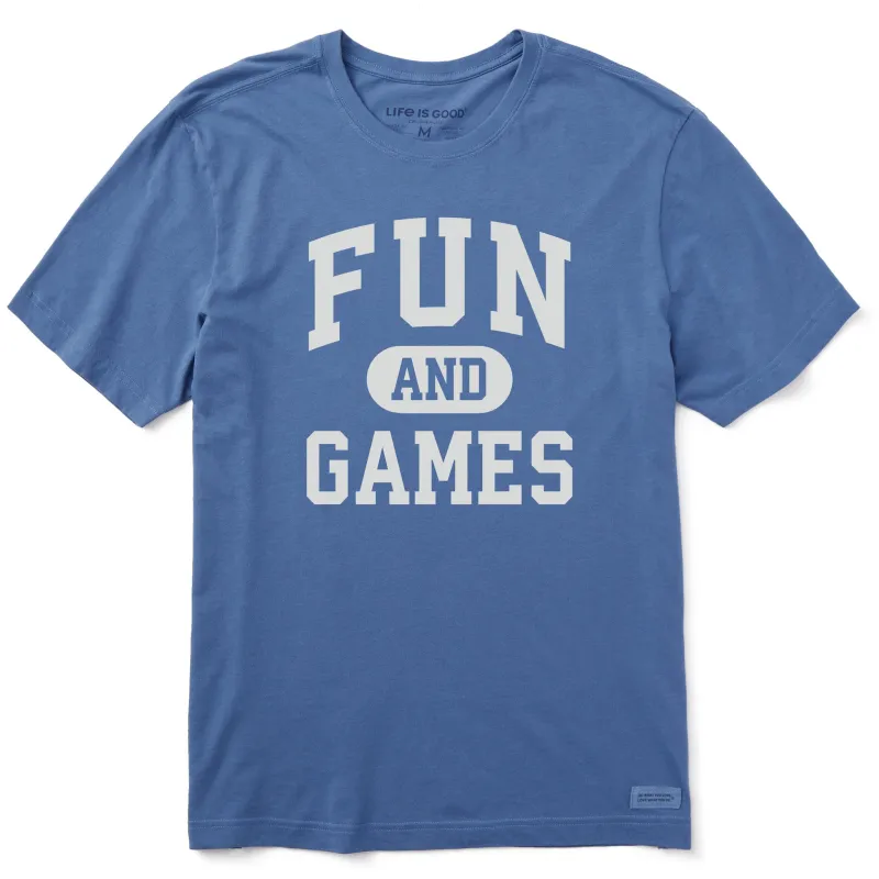 Men's Fun and Games Arch Short Sleeve Crusher Tee sold by Life is Good