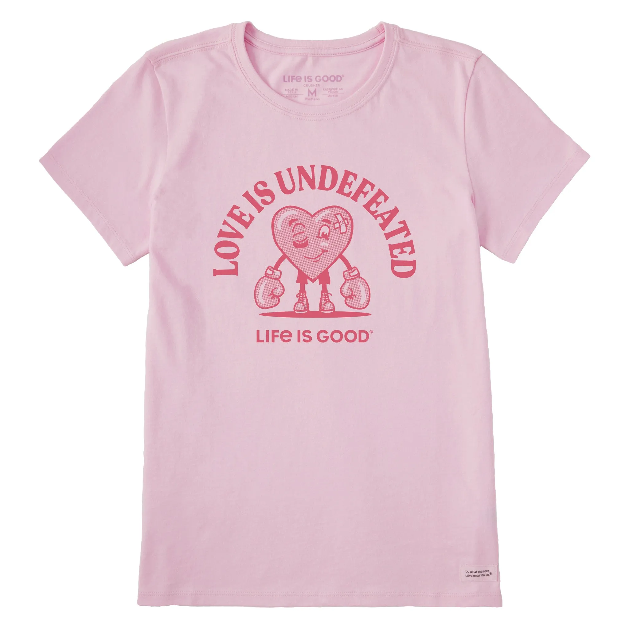 Women's Love is Undefeated Short Sleeve Crusher Tee sold by Life is Good
