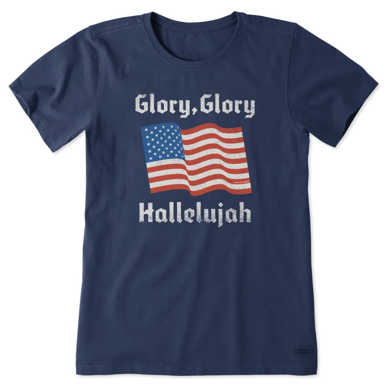 Women's Glory Glory Hallelujah Flag Short Sleeve Crusher Tee sold by Life is Good