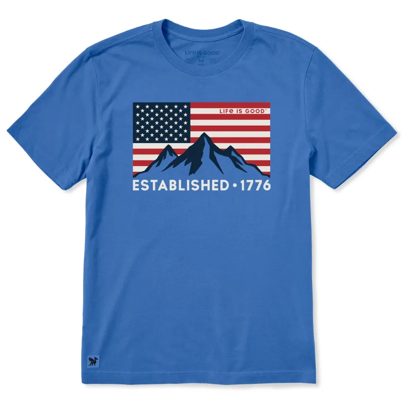 Men's Flag Mountain 1776 Short Sleeve Crusher Tee sold by Life is Good