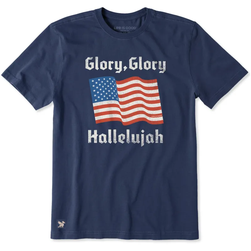 Men's Glory Glory Hallelujah Flag Short Sleeve Crusher Tee sold by Life is Good