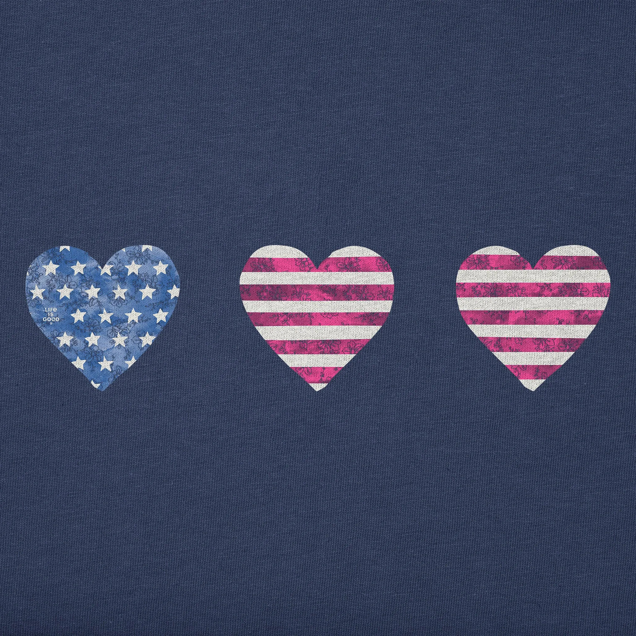 Women's Three American Hearts Short Sleeve Crusher Vee sold by Life is Good product image thumbnail 2