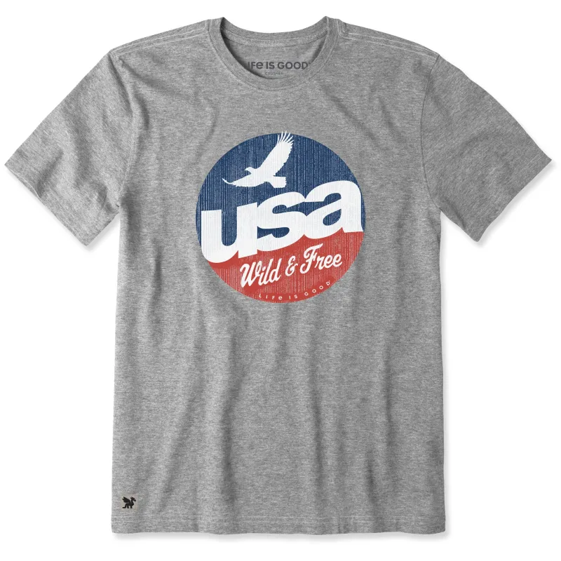 Men's USA Wild & Free Short Sleeve Crusher Tee sold by Life is Good