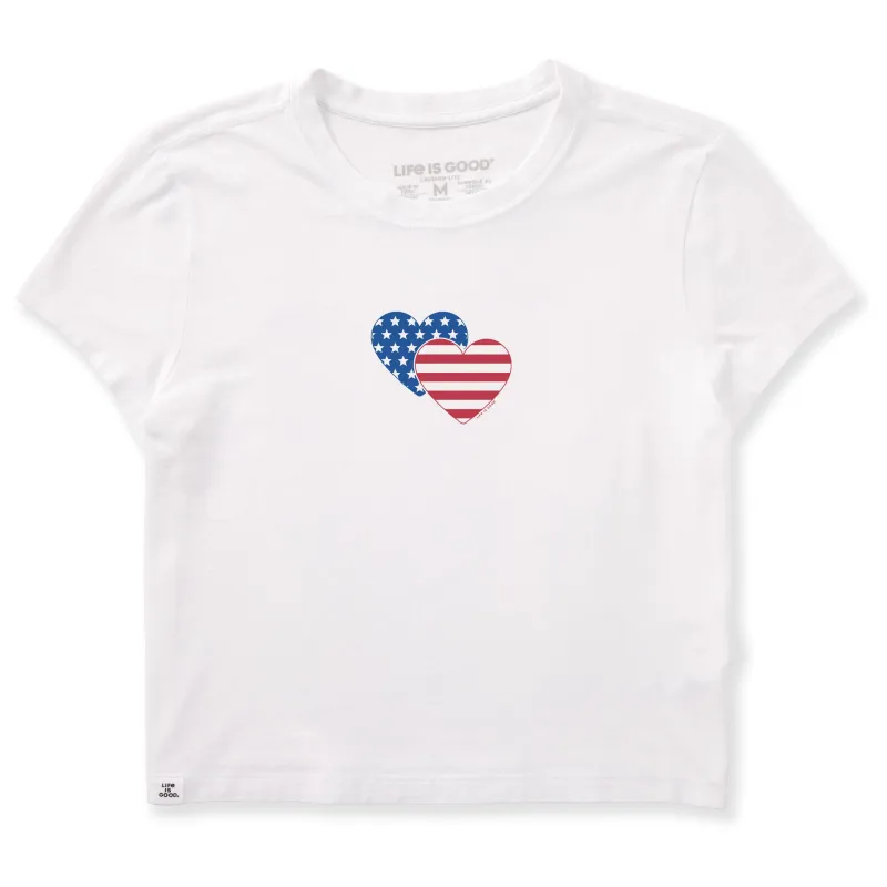 Women's Flag Heart Duo Crusher-LITE Shrunken Tee sold by Life is Good