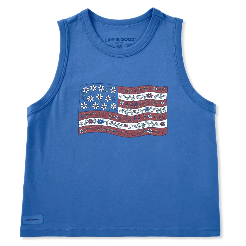 Women's Patchwork Floral Flag Crusher Boxy Tank sold by Life is Good
