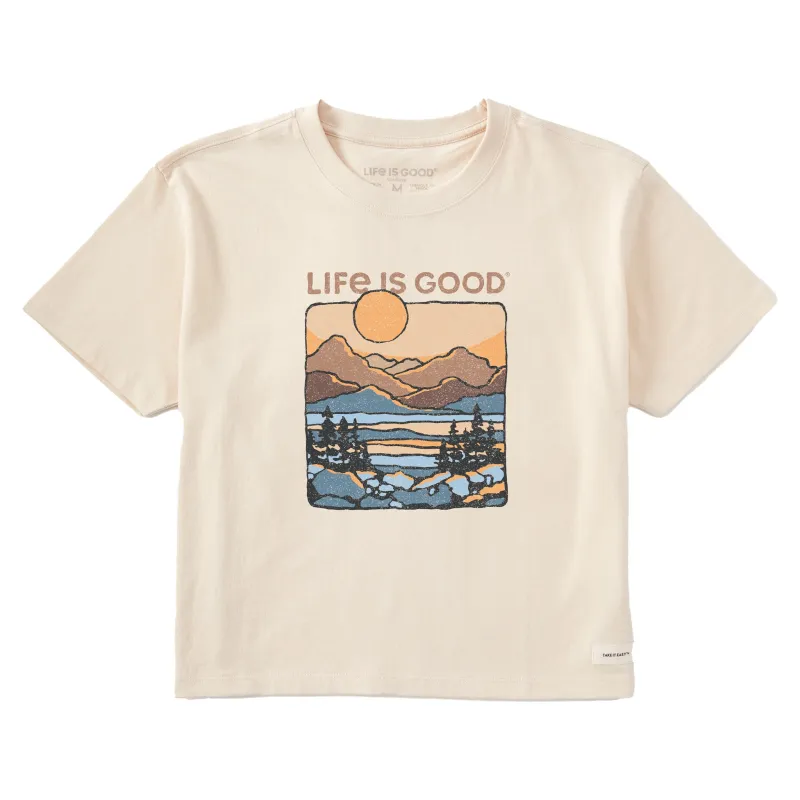 Women's A Mountain Sunset Short Sleeve Crusher Boxy Tee made by Life is Good