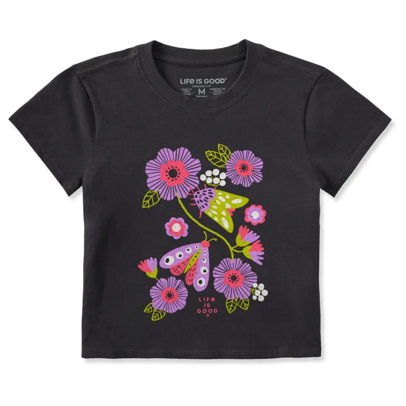 Women's Moths and Flowers Crusher-LITE Shrunken Tee sold by Life is Good