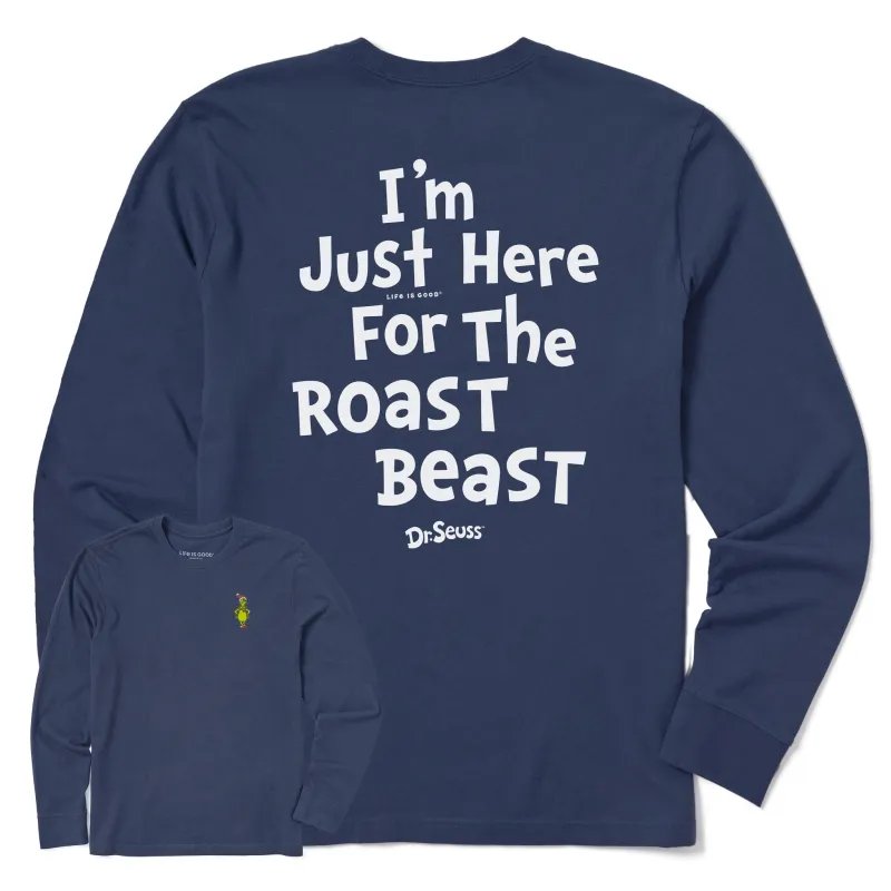 Men's Grinch Here for the Roast Beast Long Sleeve Crusher Tee sold by Life is Good