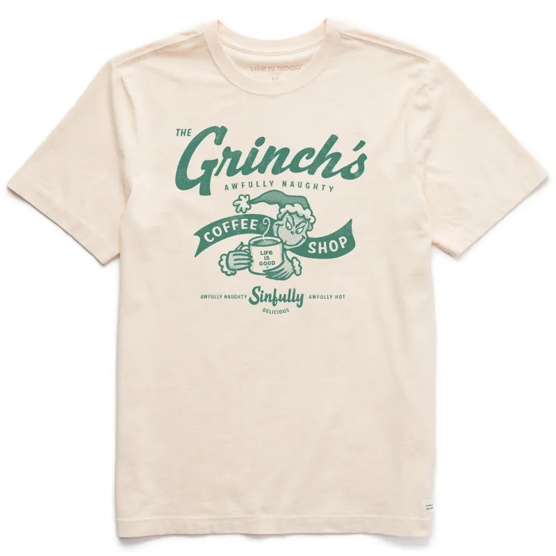 Men's Grinch Coffee Shop Short Sleeve Crusher Tee sold by Life is Good