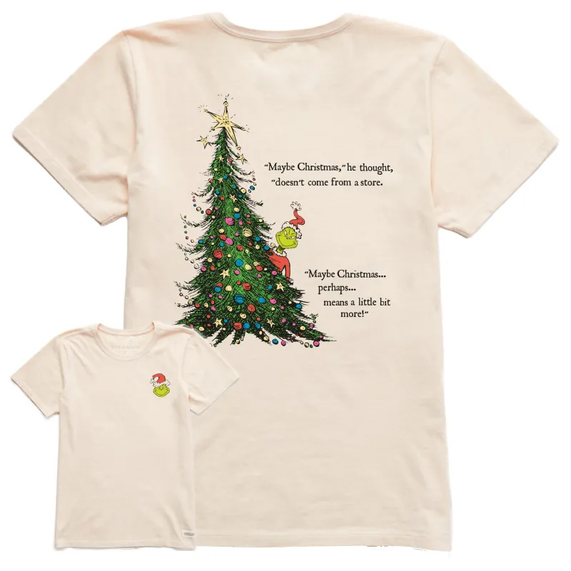 Women's Grinch Christmas Means More Short Sleeve Crusher Tee sold by Life is Good