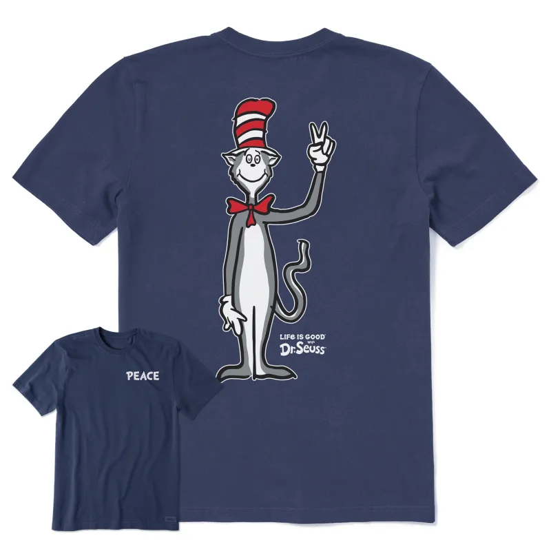 Men's Cat in the Hat Peace Sign Short Sleeve Crusher Tee sold by Life is Good