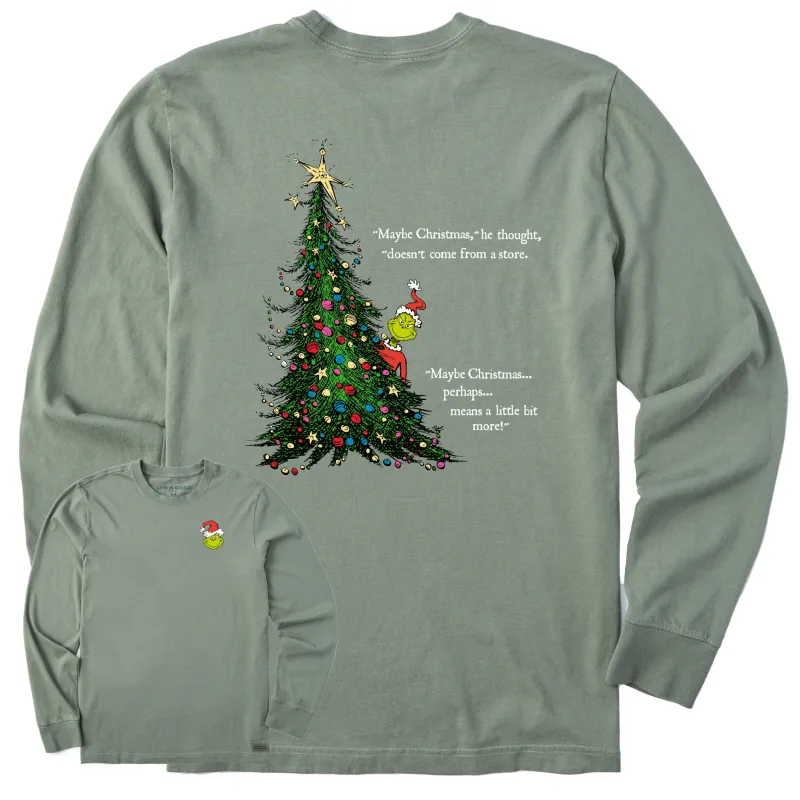 Men's Grinch Christmas Means More Long Sleeve Crusher Tee sold by Life is Good