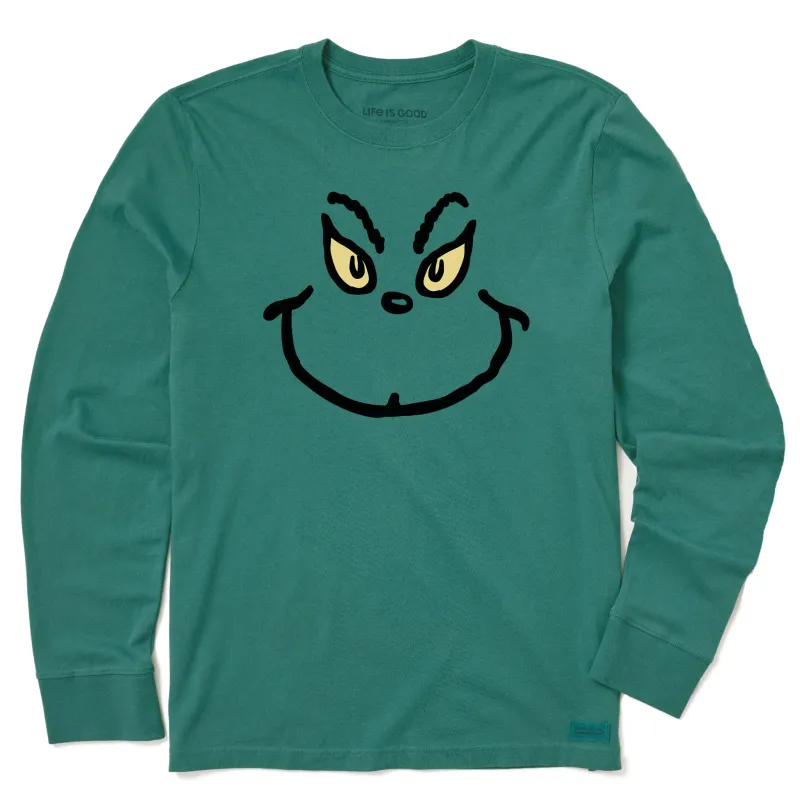 Men's Grinch Grin Long Sleeve Crusher Tee sold by Life is Good