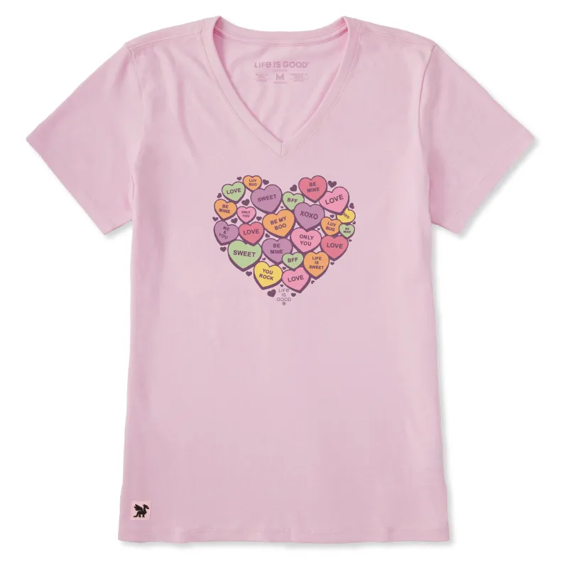 Women's Candy Heart Short Sleeve Crusher Vee sold by Life is Good