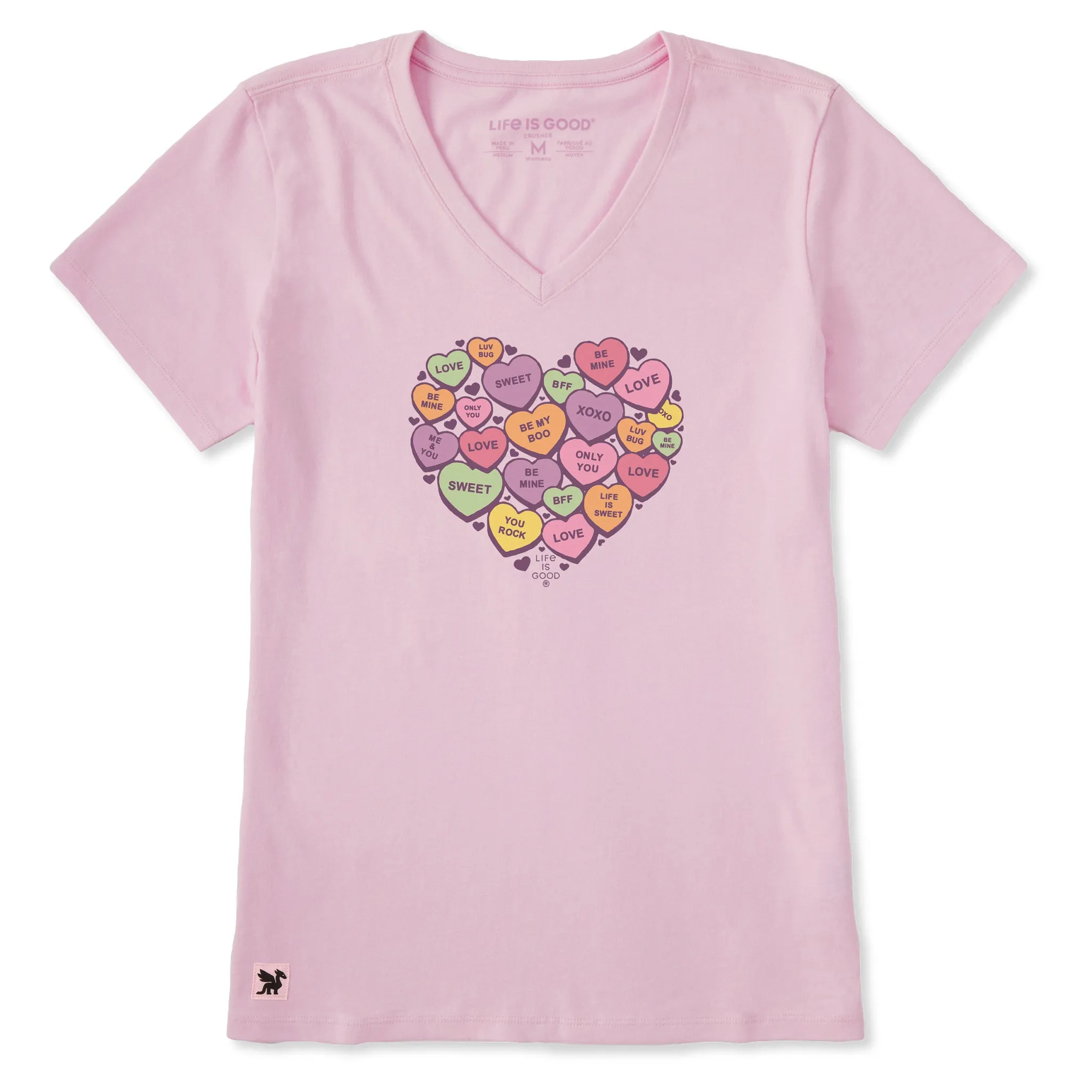 Women's Candy Heart Short Sleeve Crusher Vee sold by Life is Good