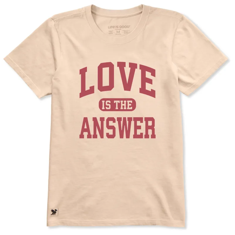 Women's Love is the Answer Arch Short Sleeve Crusher Tee sold by Life is Good