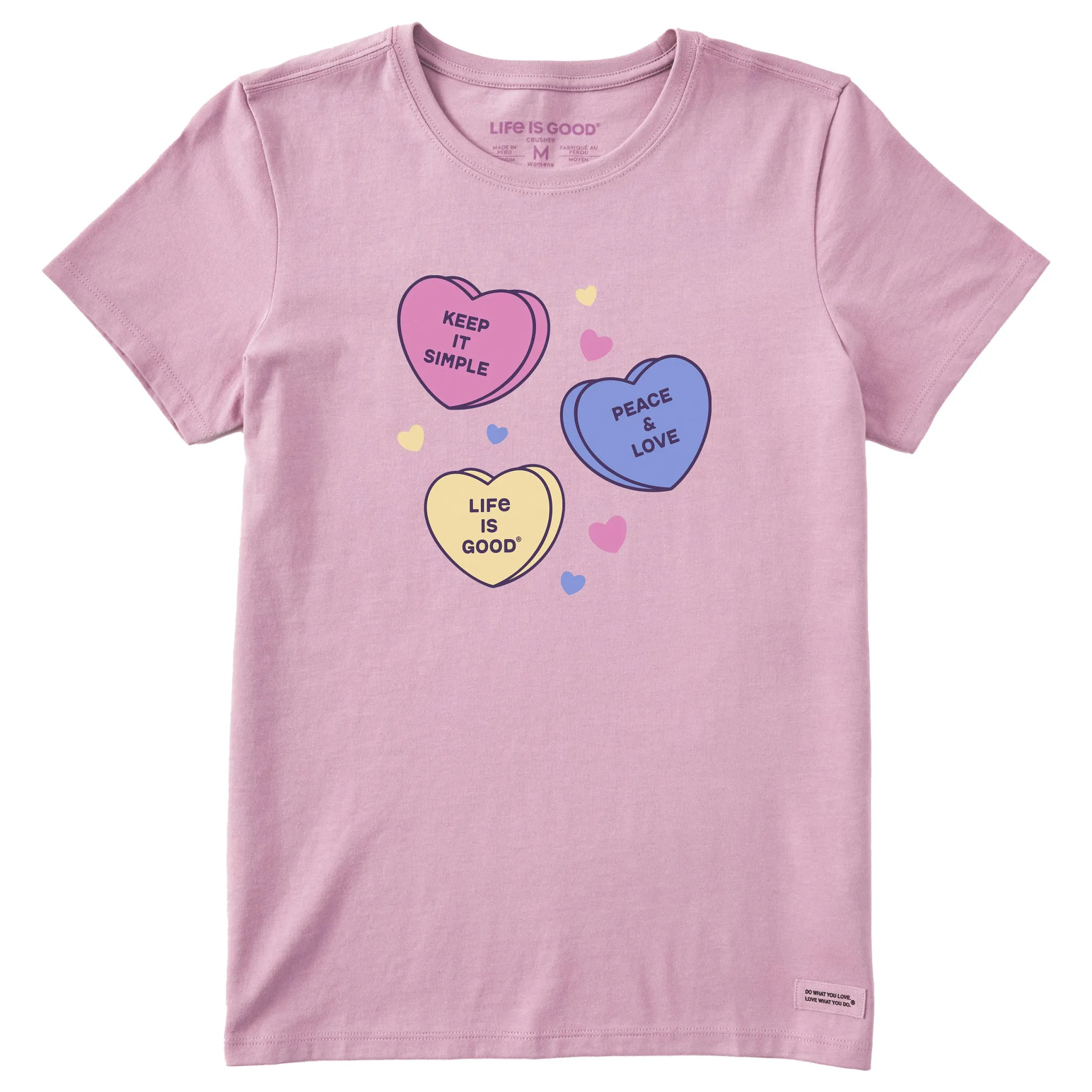 Women's Three Candy Hearts Short Sleeve Crusher Tee sold by Life is Good