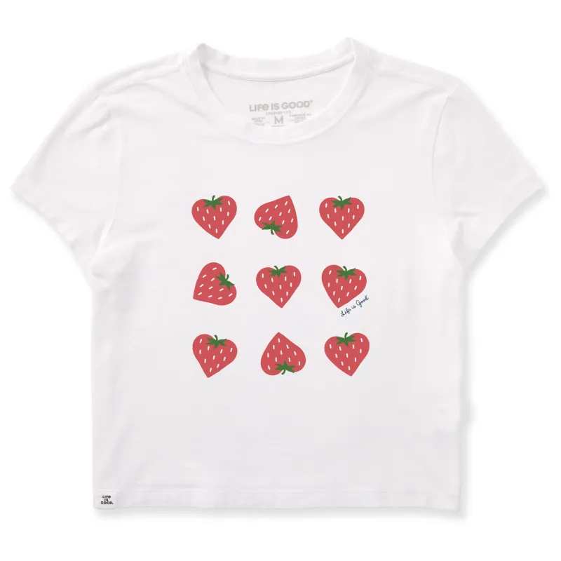 Women's Nine Strawberry Hearts Crusher-LITE Shrunken Tee sold by Life is Good