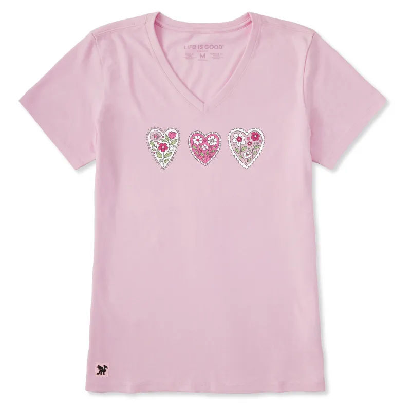 Women's Doodle Heart Trio Short Sleeve Crusher Vee made by Life is Good