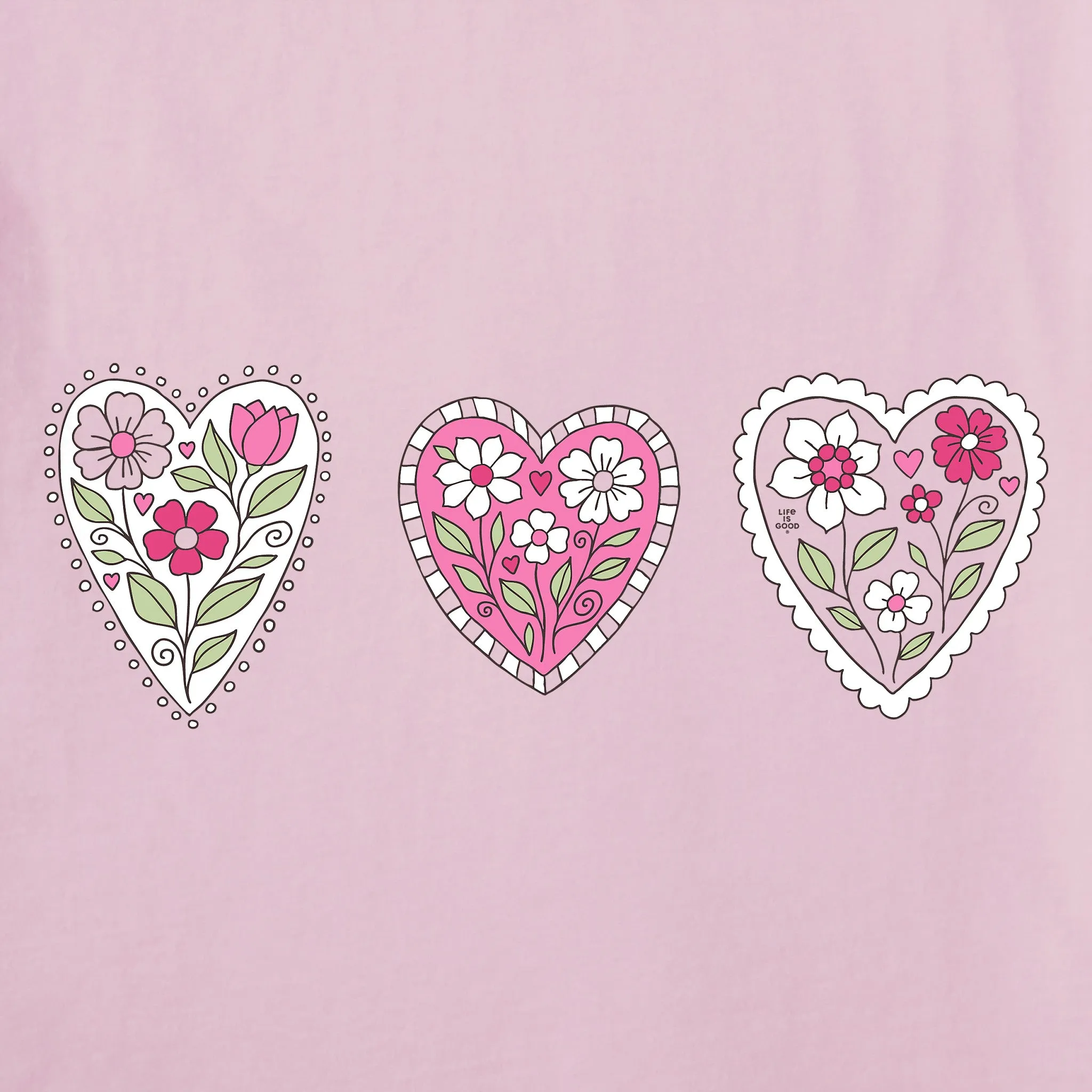 Women's Doodle Heart Trio Short Sleeve Crusher Vee sold by Life is Good product image thumbnail 2