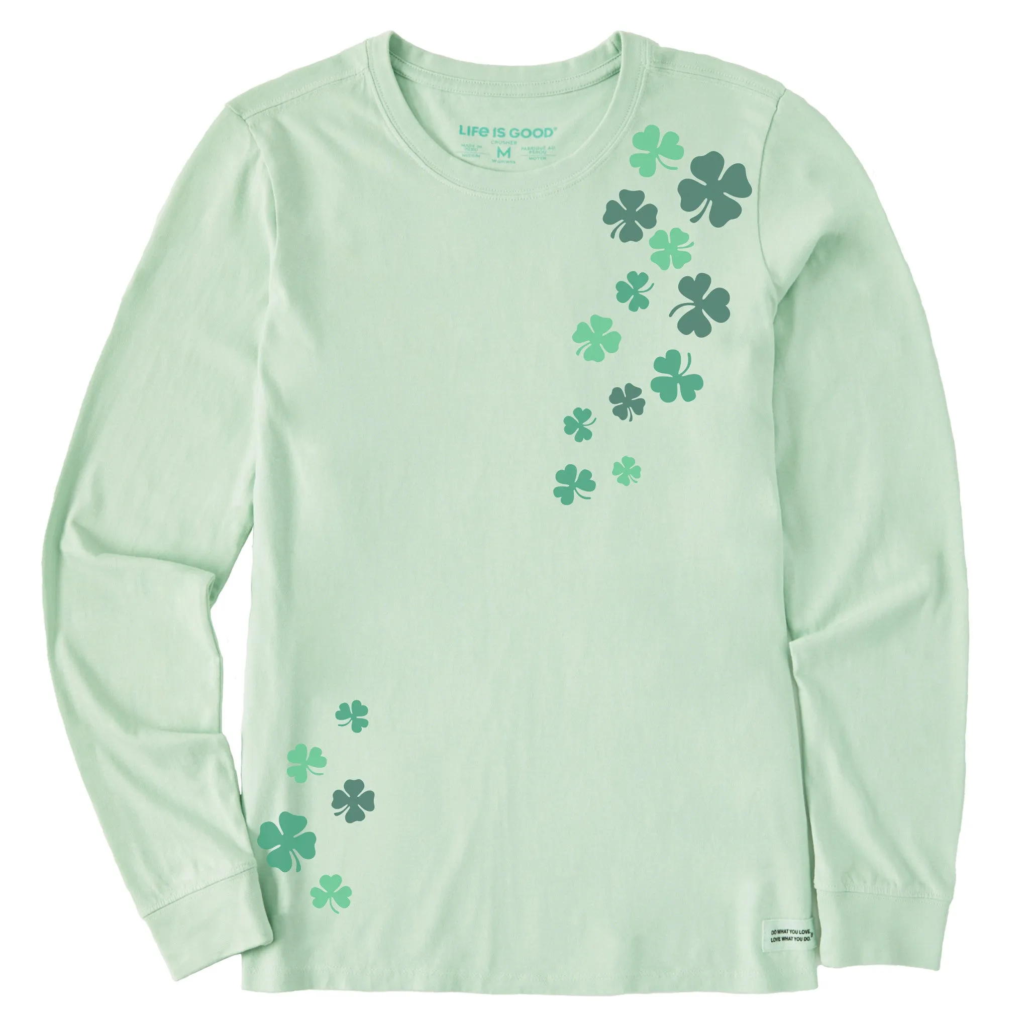 Women's Floating Shamrocks Long Sleeve Crusher Tee sold by Life is Good