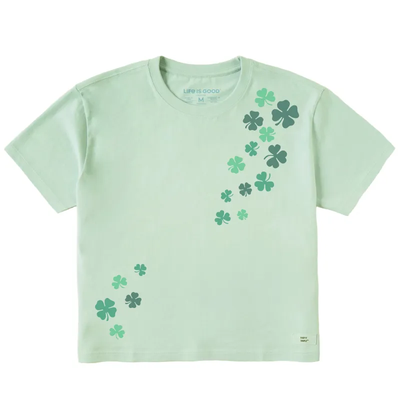 Women's Floating Shamrocks Short Sleeve Crusher Boxy Tee sold by Life is Good