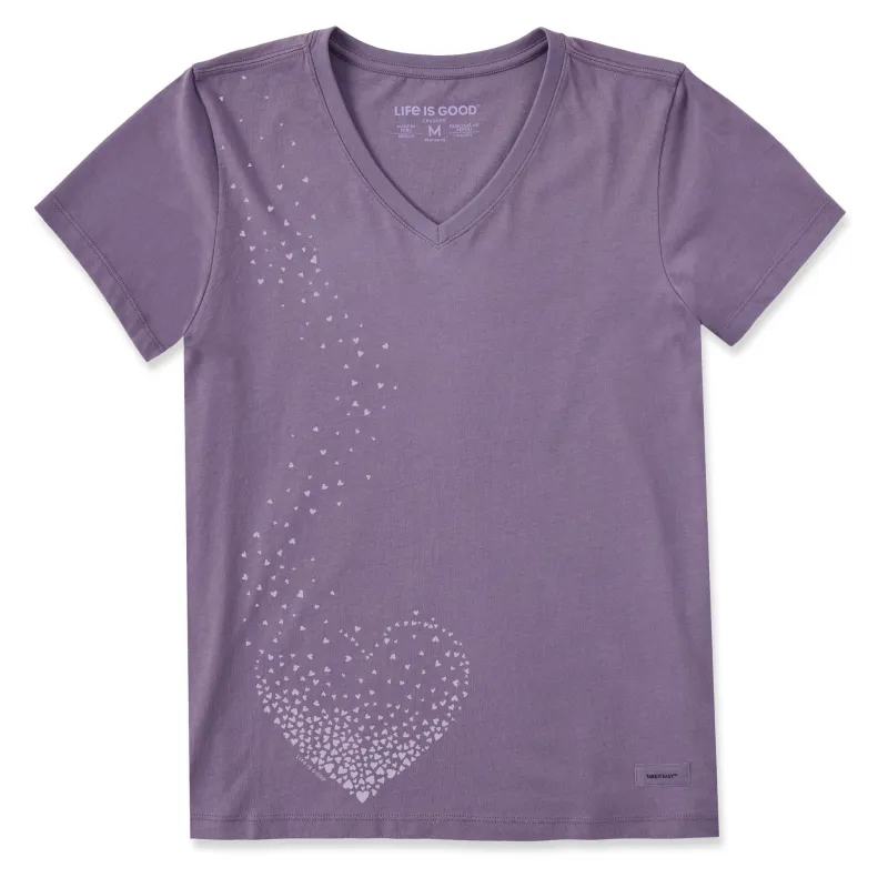 Women's Cascading Hearts Short Sleeve Crusher Vee sold by Life is Good