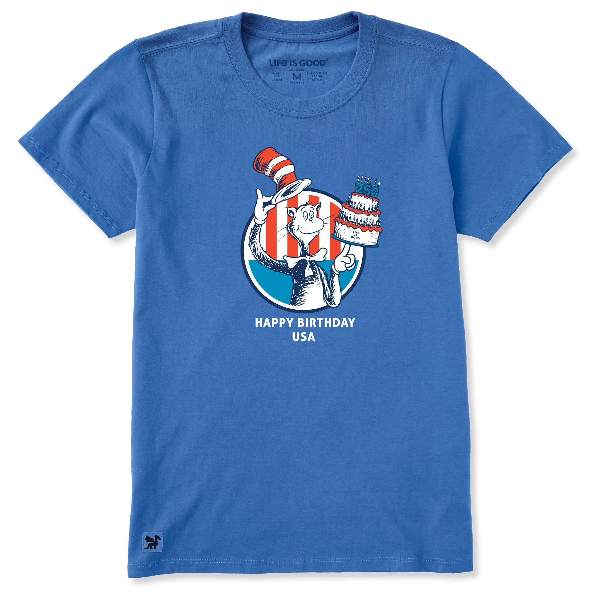 Women's Cat in the Hat USA Cake Short Sleeve Crusher Tee sold by Life is Good