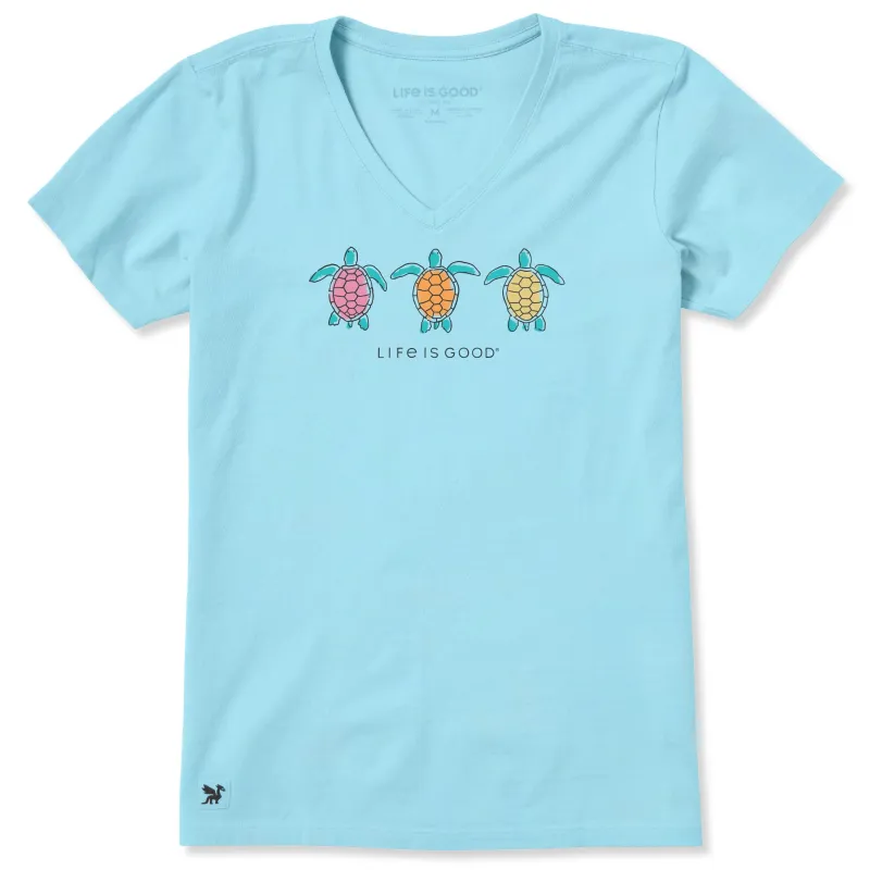 Women's Three Turtles Rally Short Sleeve Crusher Vee sold by Life is Good