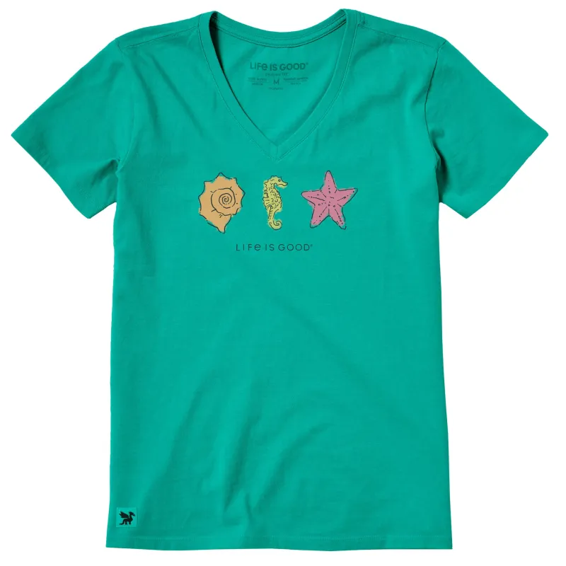 Women's Three Crafty Sea Animals Short Sleeve Crusher Vee sold by Life is Good